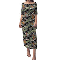 Sable Palaka Hula Girls Seamless Hawaii Aloha Family Matching Puletasi and Hawaiian Shirt LT7 Mom's Dress Black - Polynesian Pride