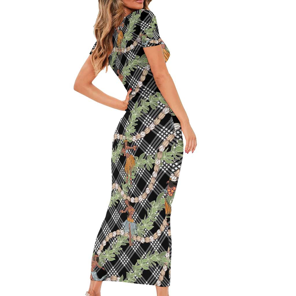 Sable Palaka Hula Girls Seamless Hawaii Aloha Family Matching Short Sleeve Bodycon Dress and Hawaiian Shirt LT7 - Polynesian Pride