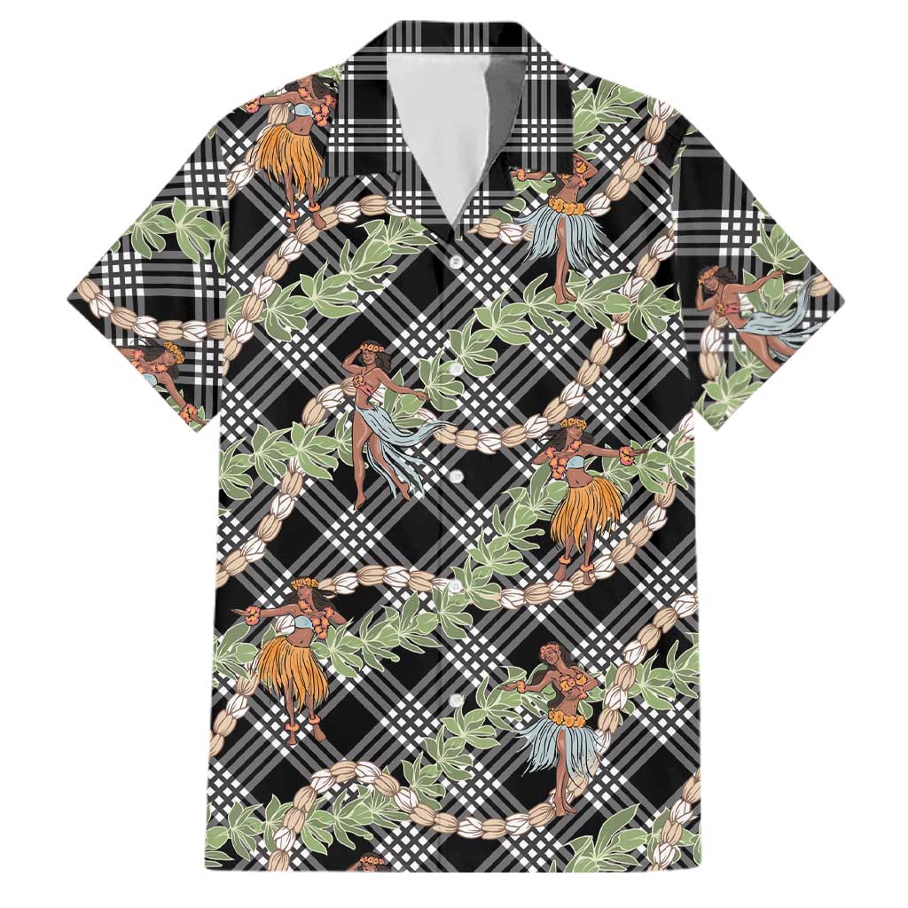 Sable Palaka Hula Girls Seamless Hawaii Aloha Family Matching Tank Maxi Dress and Hawaiian Shirt LT7 Dad's Shirt - Short Sleeve Black - Polynesian Pride