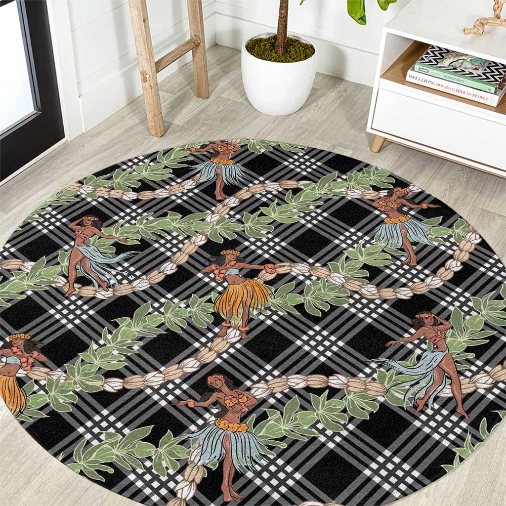 Sable Palaka Hula Girls Seamless Hawaii Aloha Round Carpet - Polynesian Pride