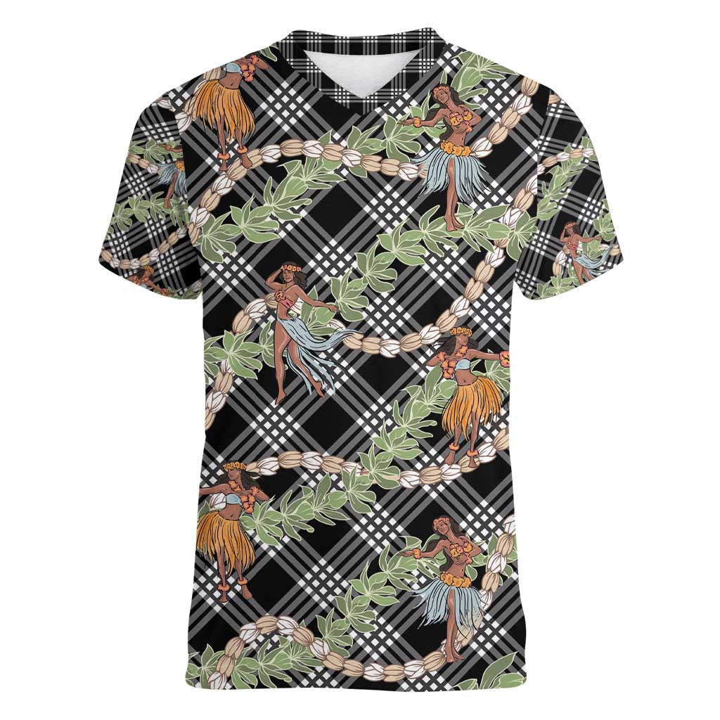 Sable Palaka Hula Girls Seamless Hawaii Aloha Women V-Neck T-Shirt - Polynesian Pride