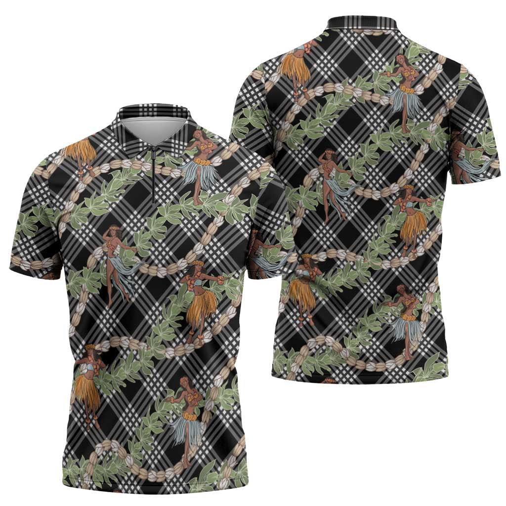 Sable Palaka Hula Girls Seamless Hawaii Aloha Zipper Polo Shirt - Polynesian Pride