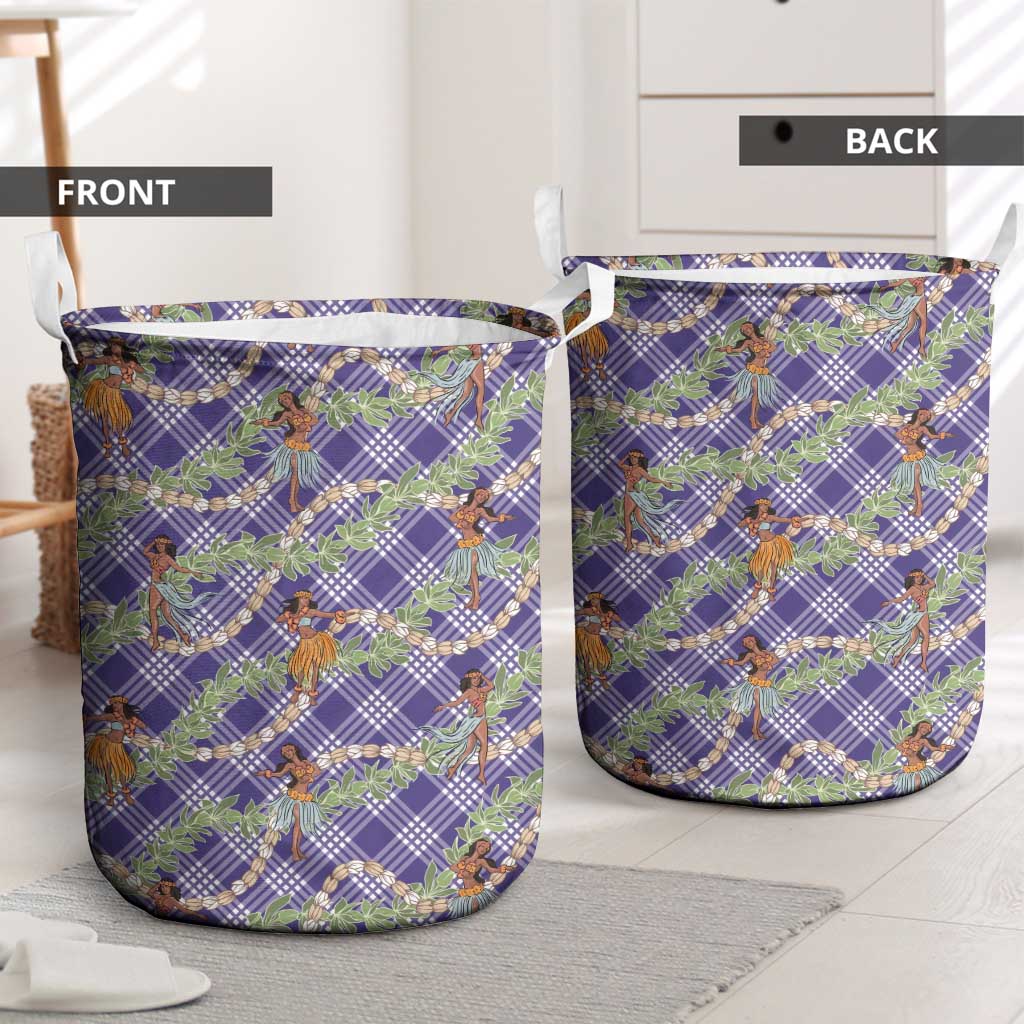 Lavender Palaka Hula Girls Seamless Hawaii Aloha Laundry Basket - Polynesian Pride