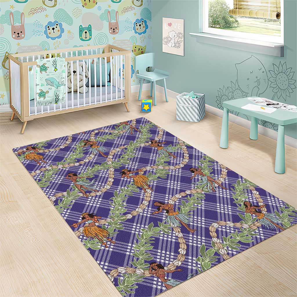 Lavender Palaka Hula Girls Seamless Hawaii Aloha Area Rug - Polynesian Pride