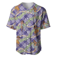 Lavender Palaka Hula Girls Seamless Hawaii Aloha Baseball Jersey - Polynesian Pride