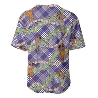 Lavender Palaka Hula Girls Seamless Hawaii Aloha Baseball Jersey - Polynesian Pride