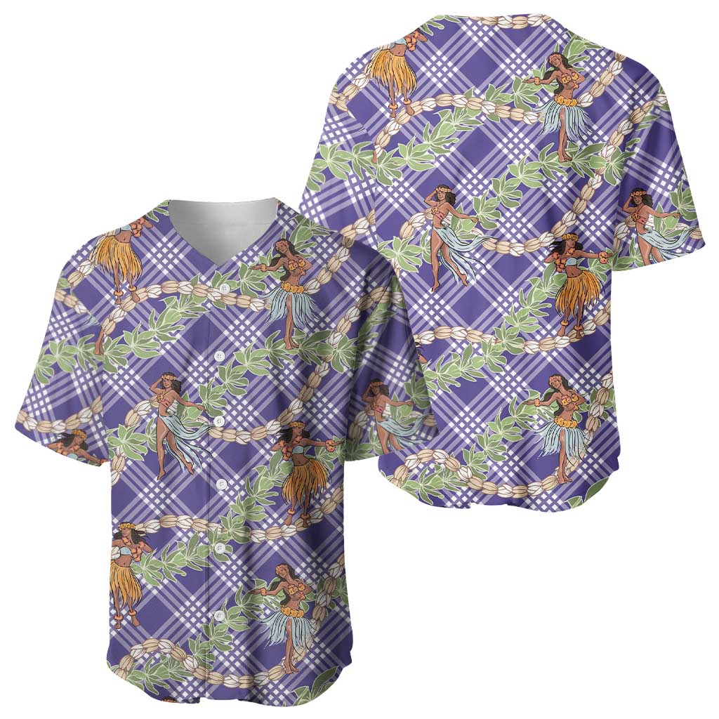 Lavender Palaka Hula Girls Seamless Hawaii Aloha Baseball Jersey - Polynesian Pride