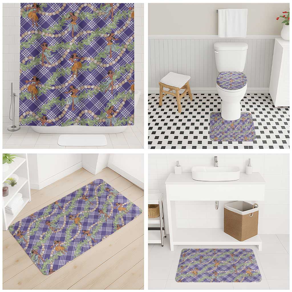 Lavender Palaka Hula Girls Seamless Hawaii Aloha Bathroom Set - Polynesian Pride