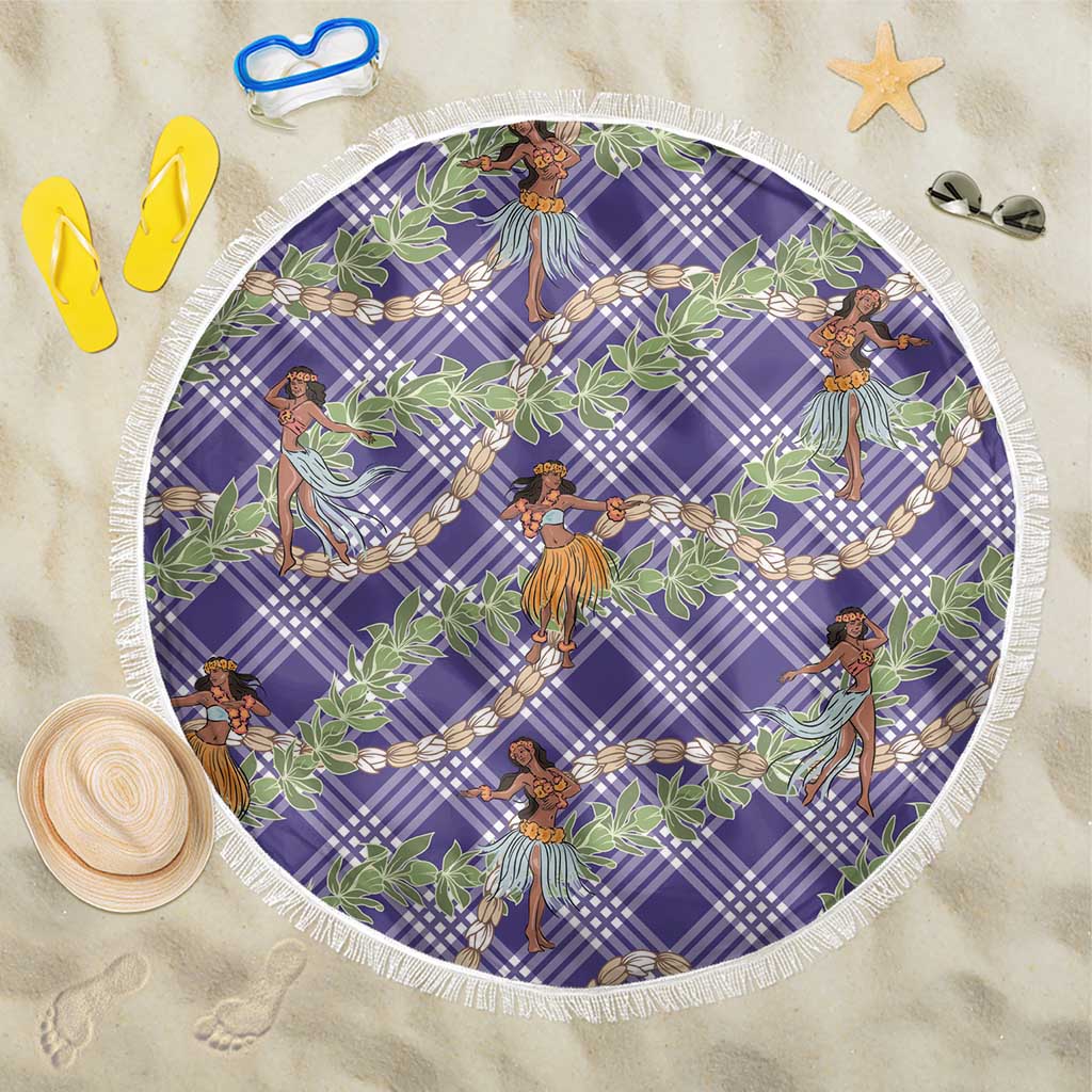 Lavender Palaka Hula Girls Seamless Hawaii Aloha Beach Blanket - Polynesian Pride