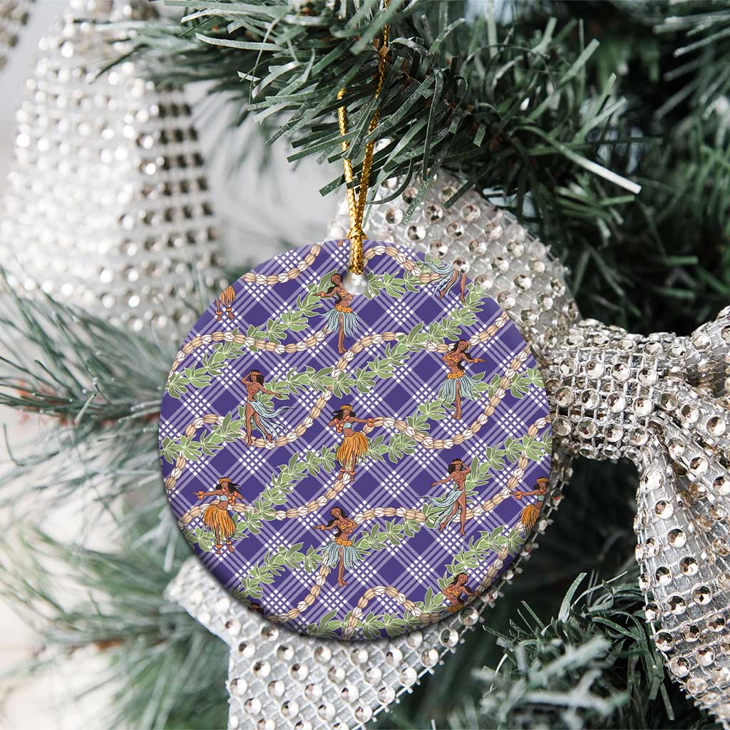 Lavender Palaka Hula Girls Seamless Hawaii Aloha Ceramic Ornament - Polynesian Pride