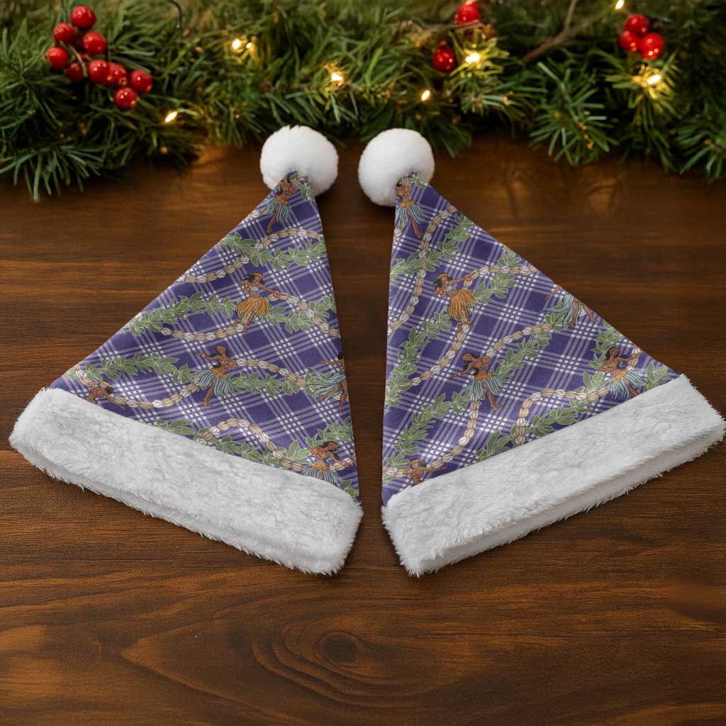 Lavender Palaka Hula Girls Seamless Hawaii Aloha Christmas Santa Hat - Polynesian Pride