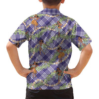 Lavender Palaka Hula Girls Seamless Hawaii Aloha Family Matching Mermaid Dress and Hawaiian Shirt LT7 - Polynesian Pride