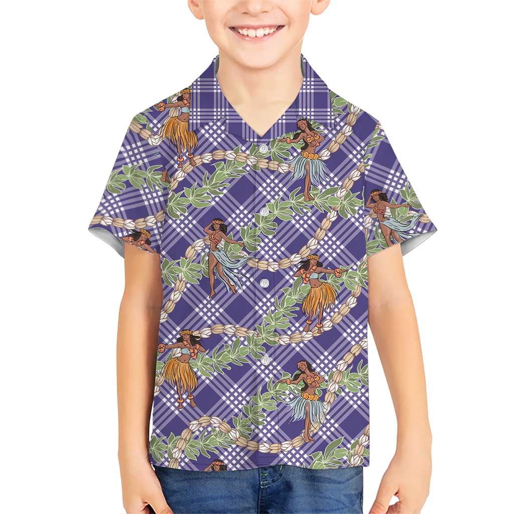Lavender Palaka Hula Girls Seamless Hawaii Aloha Family Matching Mermaid Dress and Hawaiian Shirt LT7 Son's Shirt Lavender - Polynesian Pride