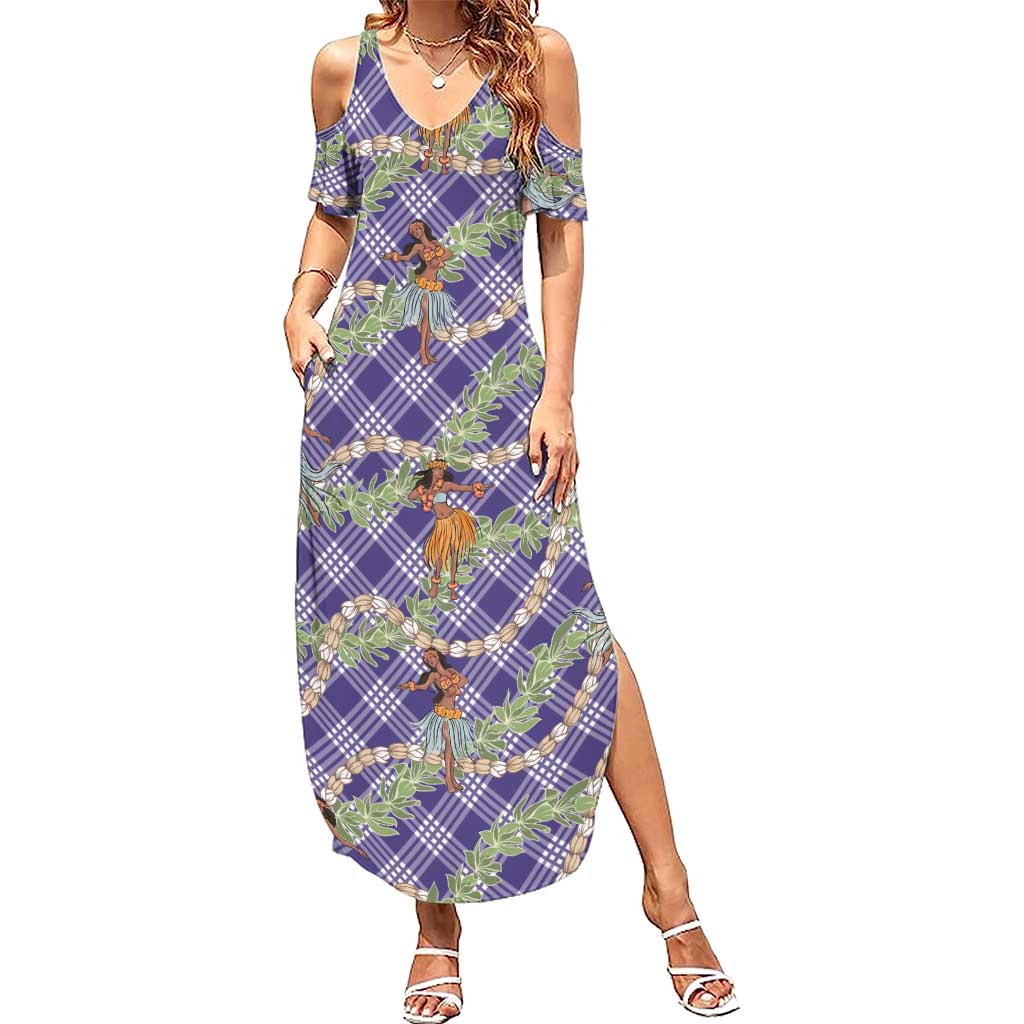 Lavender Palaka Hula Girls Seamless Hawaii Aloha Family Matching Summer Maxi Dress and Hawaiian Shirt LT7 Mom's Dress Lavender - Polynesian Pride