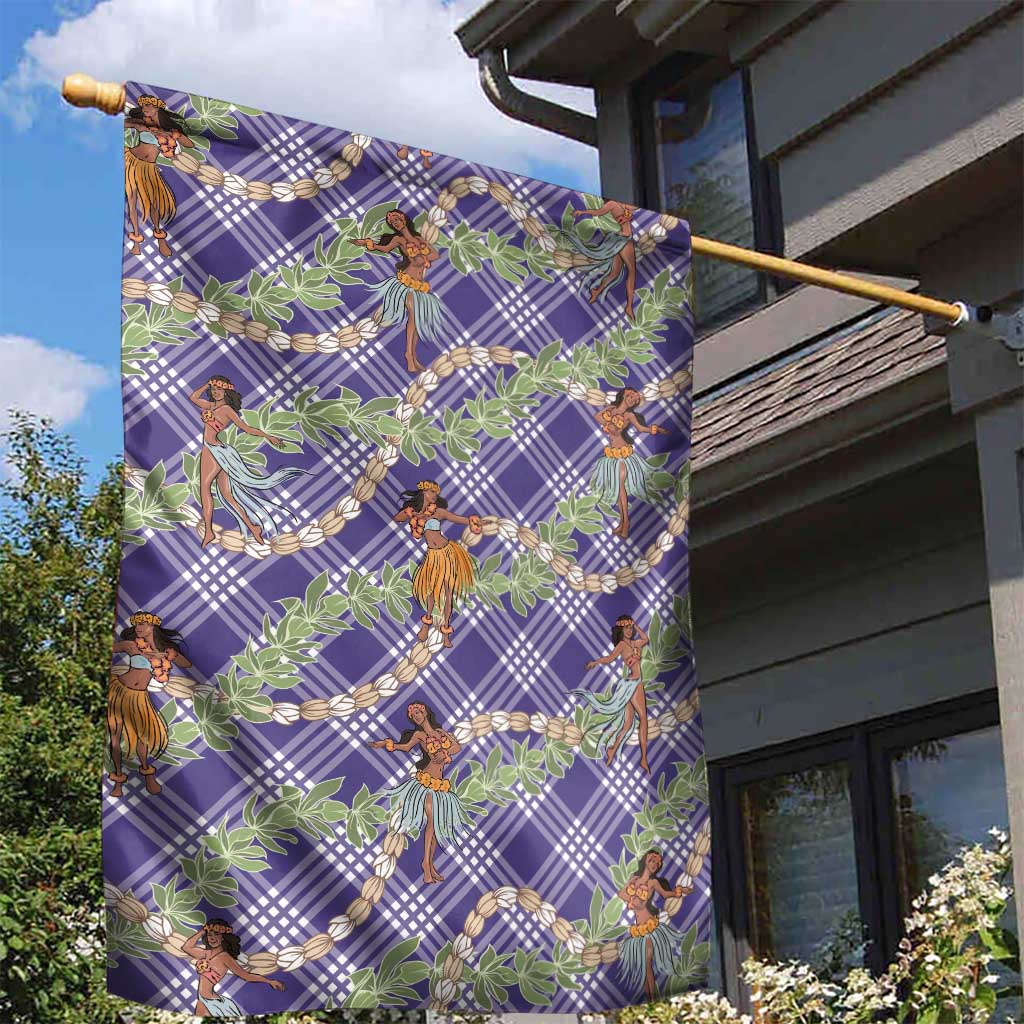 Lavender Palaka Hula Girls Seamless Hawaii Aloha Garden Flag - Polynesian Pride