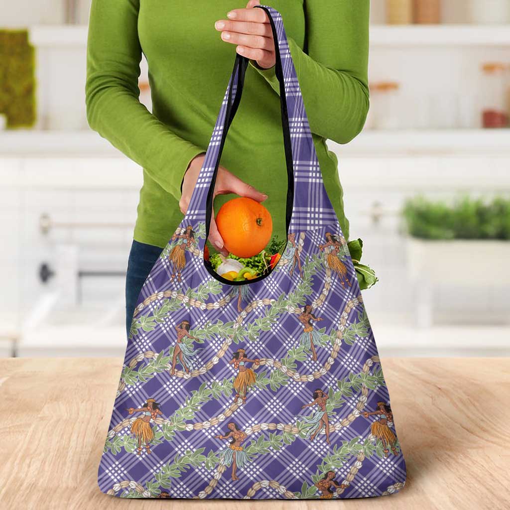 Lavender Palaka Hula Girls Seamless Hawaii Aloha Grocery Bag - Polynesian Pride