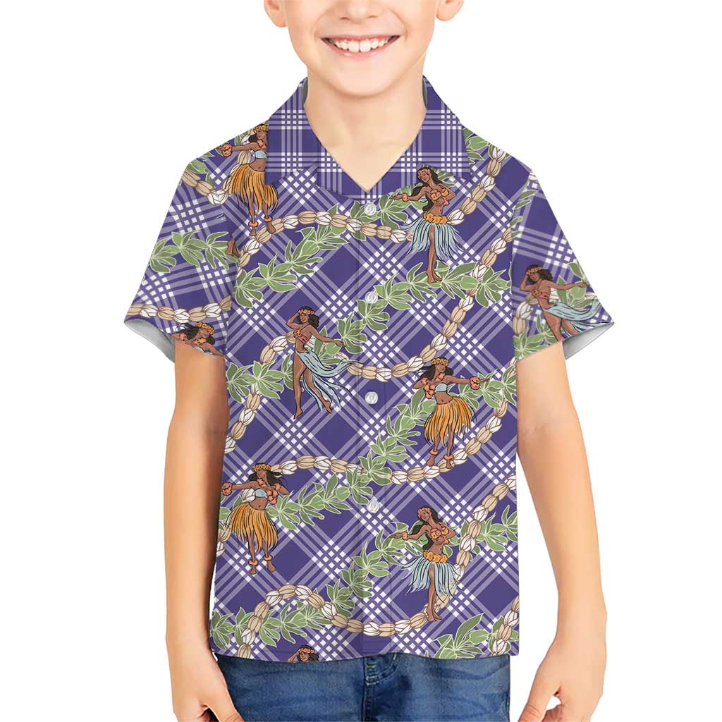Lavender Palaka Hula Girls Seamless Hawaii Aloha Hawaiian Shirt - Polynesian Pride