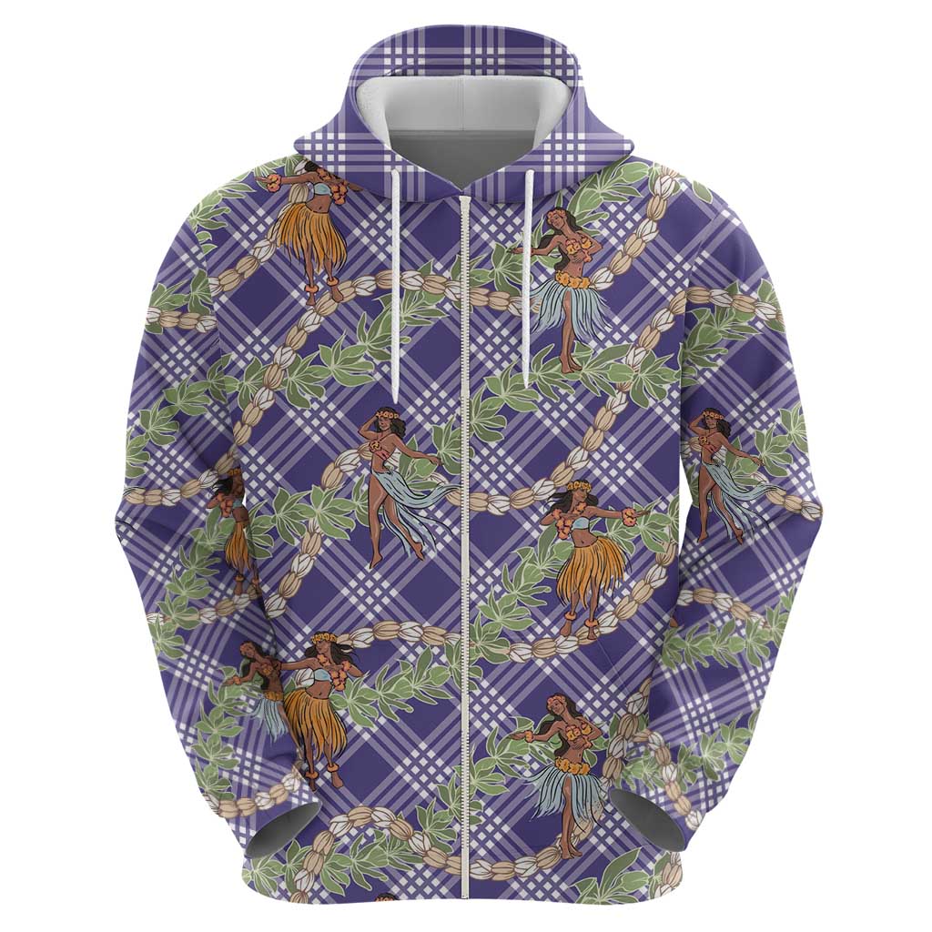 Lavender Palaka Hula Girls Seamless Hawaii Aloha Hoodie - Polynesian Pride