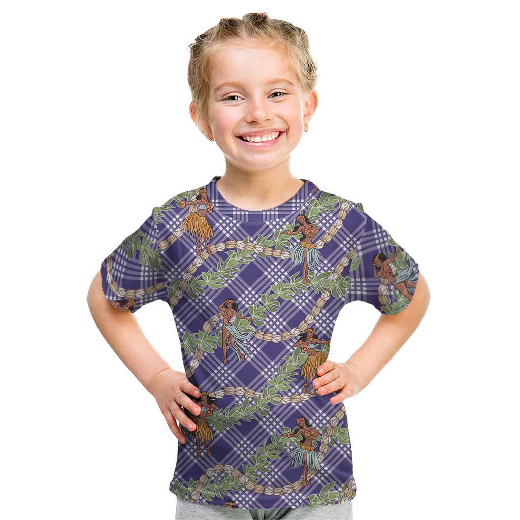 Lavender Palaka Hula Girls Seamless Hawaii Aloha Kid T Shirt - Polynesian Pride