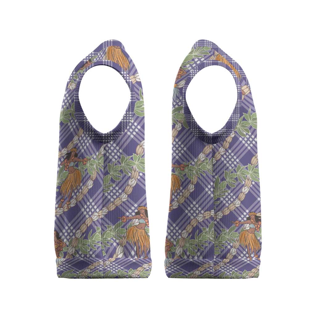 Lavender Palaka Hula Girls Seamless Hawaii Aloha Christmas Knitted V-Neck Vest - Polynesian Pride