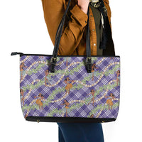Lavender Palaka Hula Girls Seamless Hawaii Aloha Leather Tote Bag - Polynesian Pride