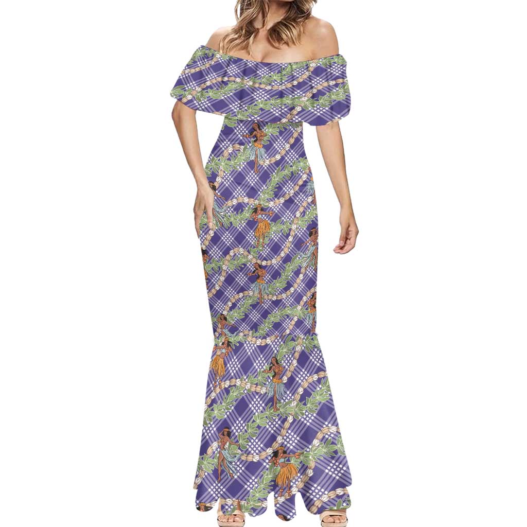 Lavender Palaka Hula Girls Seamless Hawaii Aloha Mermaid Dress - Polynesian Pride