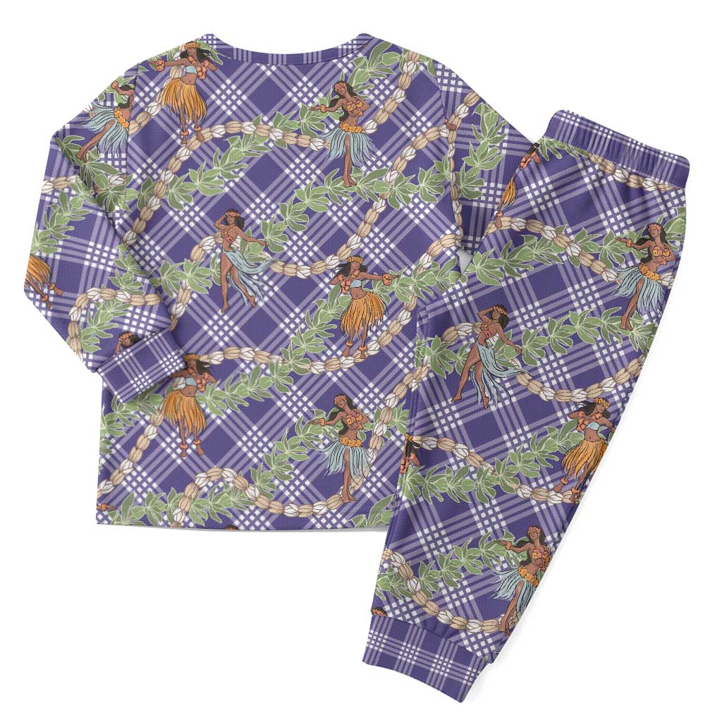 Lavender Palaka Hula Girls Seamless Hawaii Aloha Christmas Pajama Set - Polynesian Pride