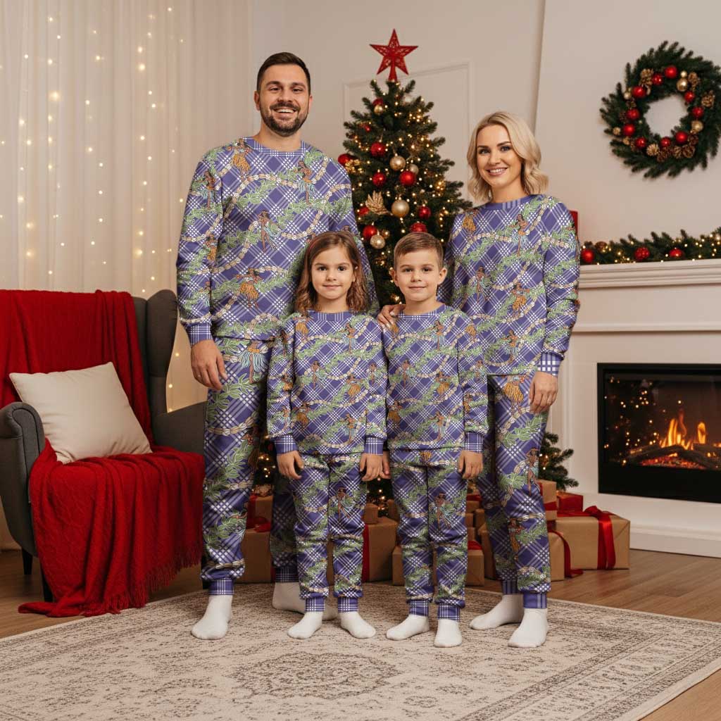 Lavender Palaka Hula Girls Seamless Hawaii Aloha Christmas Pajama Set - Polynesian Pride