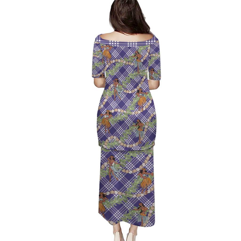 Lavender Palaka Hula Girls Seamless Hawaii Aloha Puletasi - Polynesian Pride