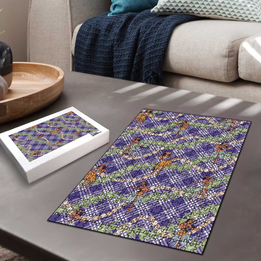 Lavender Palaka Hula Girls Seamless Hawaii Aloha Puzzle - Polynesian Pride