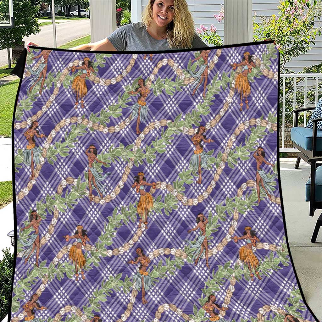 Lavender Palaka Hula Girls Seamless Hawaii Aloha Quilt - Polynesian Pride