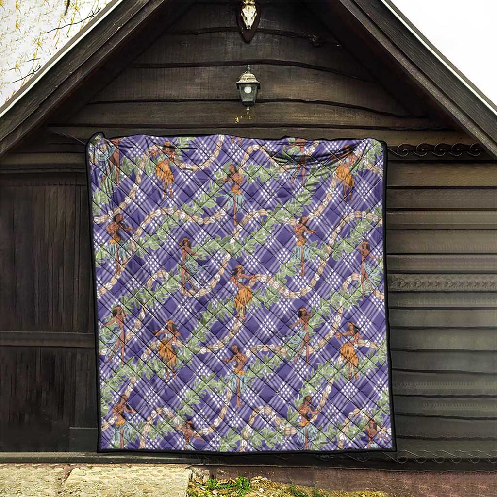 Lavender Palaka Hula Girls Seamless Hawaii Aloha Quilt - Polynesian Pride