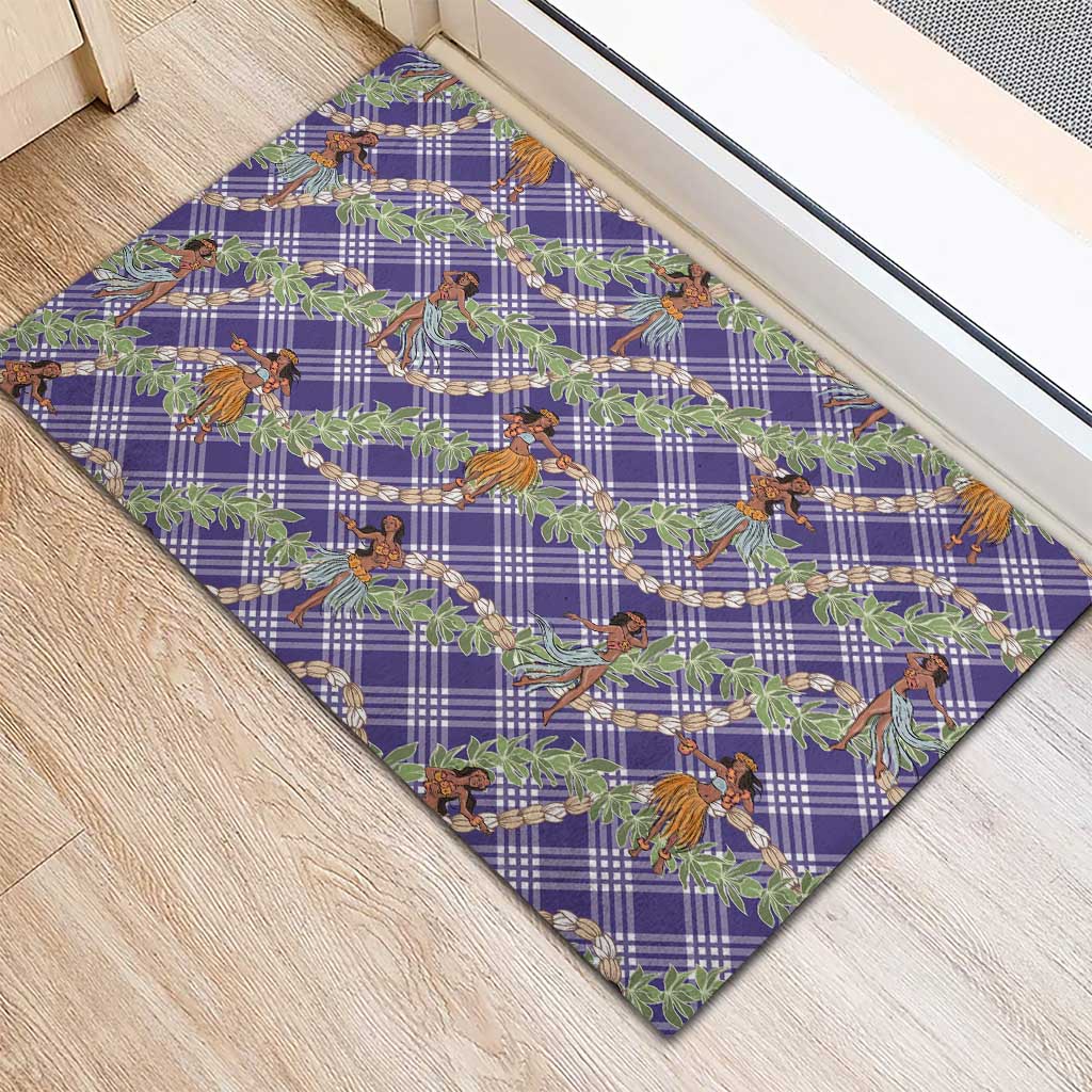 Lavender Palaka Hula Girls Seamless Hawaii Aloha Rubber Doormat - Polynesian Pride