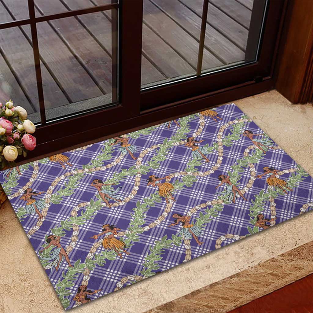 Lavender Palaka Hula Girls Seamless Hawaii Aloha Rubber Doormat - Polynesian Pride