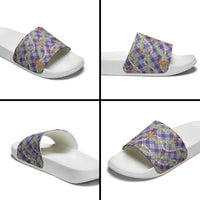 Lavender Palaka Hula Girls Seamless Hawaii Aloha Slide Sandals - Polynesian Pride