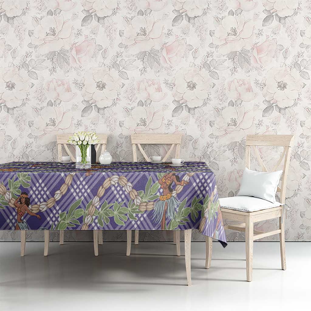 Lavender Palaka Hula Girls Seamless Hawaii Aloha Tablecloth - Polynesian Pride