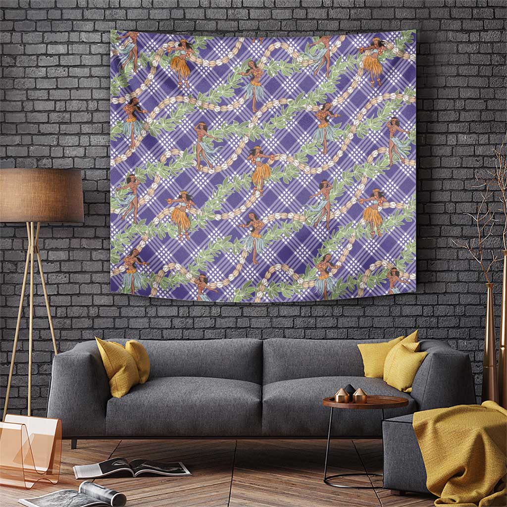 Lavender Palaka Hula Girls Seamless Hawaii Aloha Tapestry - Polynesian Pride
