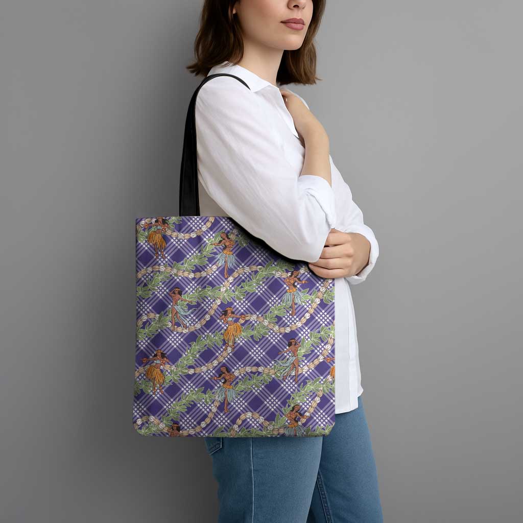Lavender Palaka Hula Girls Seamless Hawaii Aloha Tote Bag - Polynesian Pride