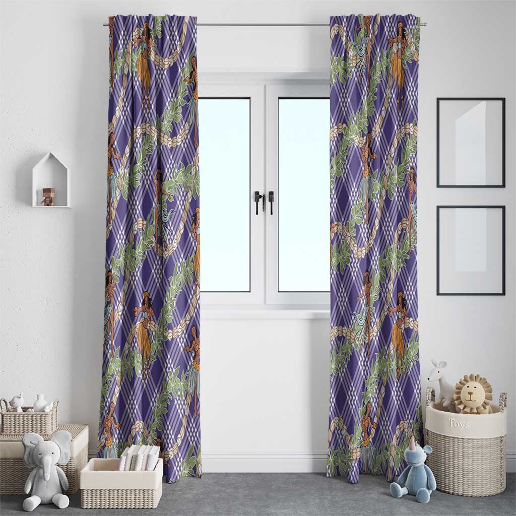 Lavender Palaka Hula Girls Seamless Hawaii Aloha Window Curtain - Polynesian Pride