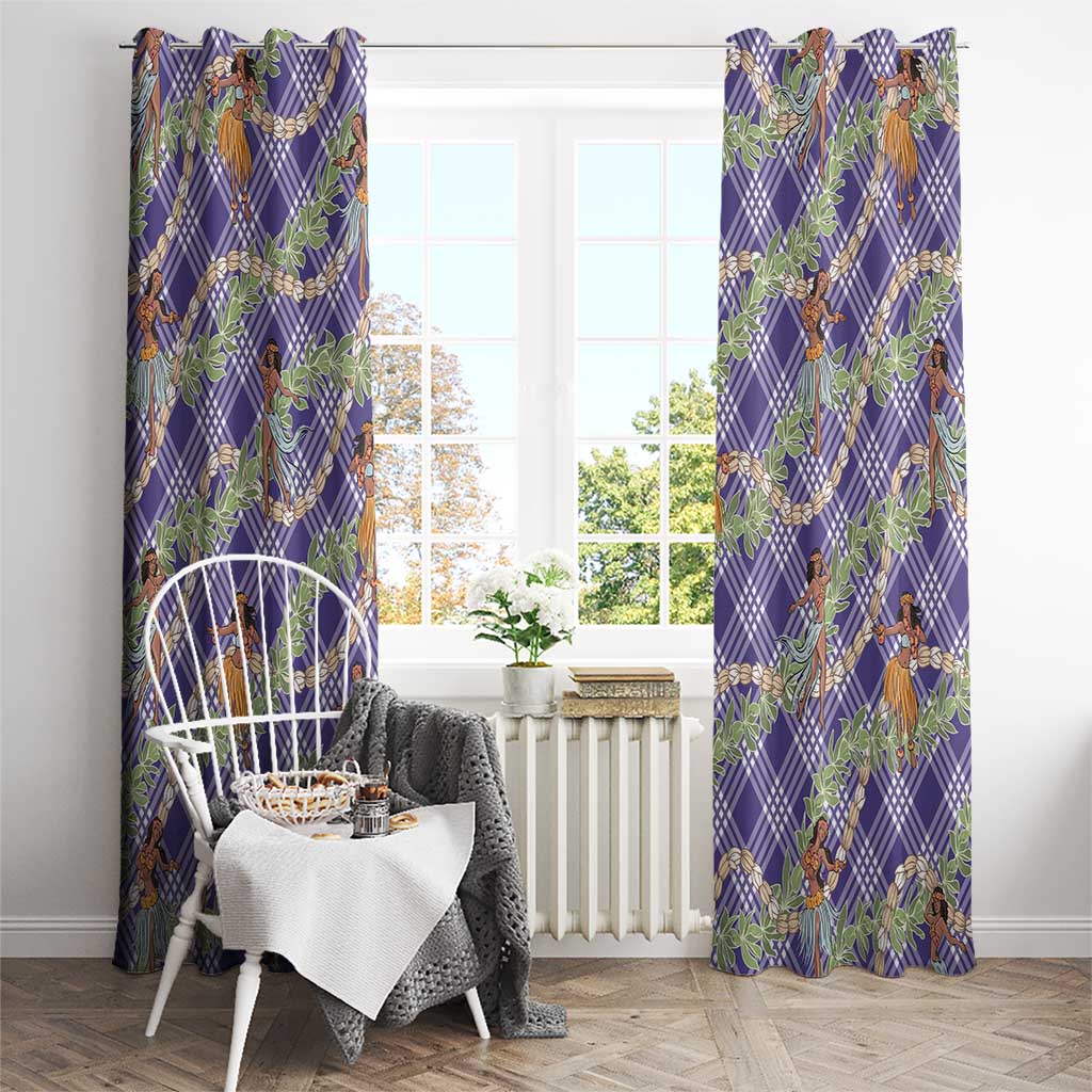Lavender Palaka Hula Girls Seamless Hawaii Aloha Window Curtain - Polynesian Pride