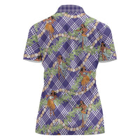 Lavender Palaka Hula Girls Seamless Hawaii Aloha Women Polo Shirt - Polynesian Pride