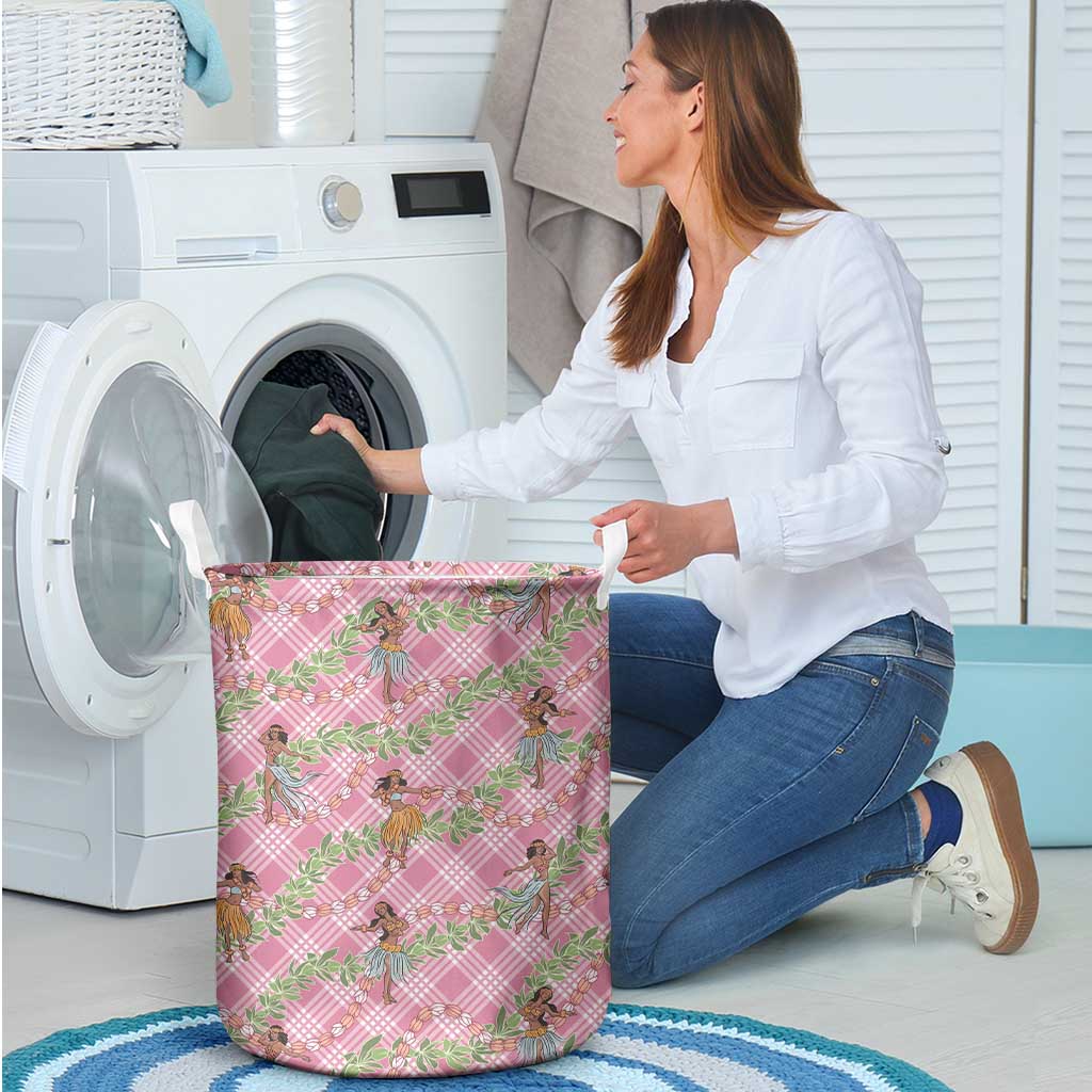 Lokelani Pink Palaka Hula Girls Seamless Hawaii Aloha Laundry Basket - Polynesian Pride