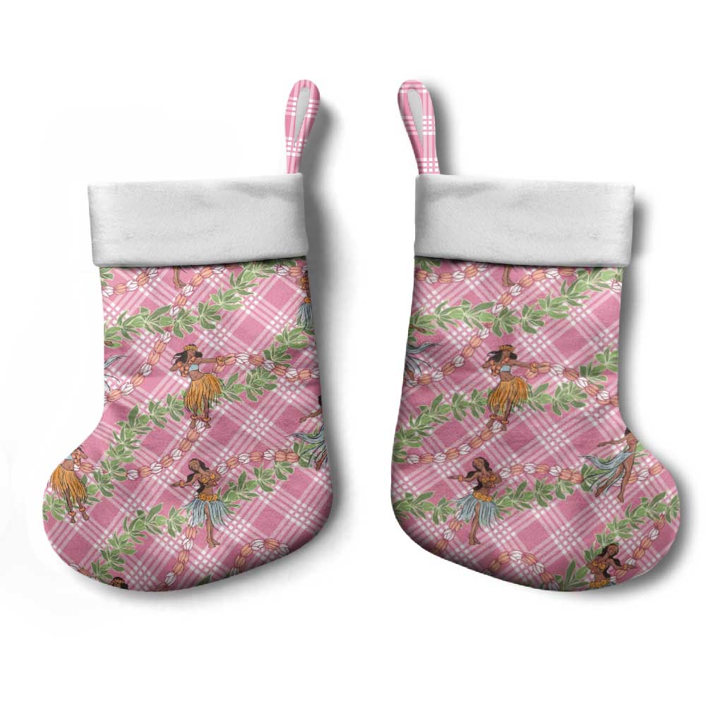 Lokelani Pink Palaka Hula Girls Seamless Hawaii Aloha Christmas Stocking - Polynesian Pride