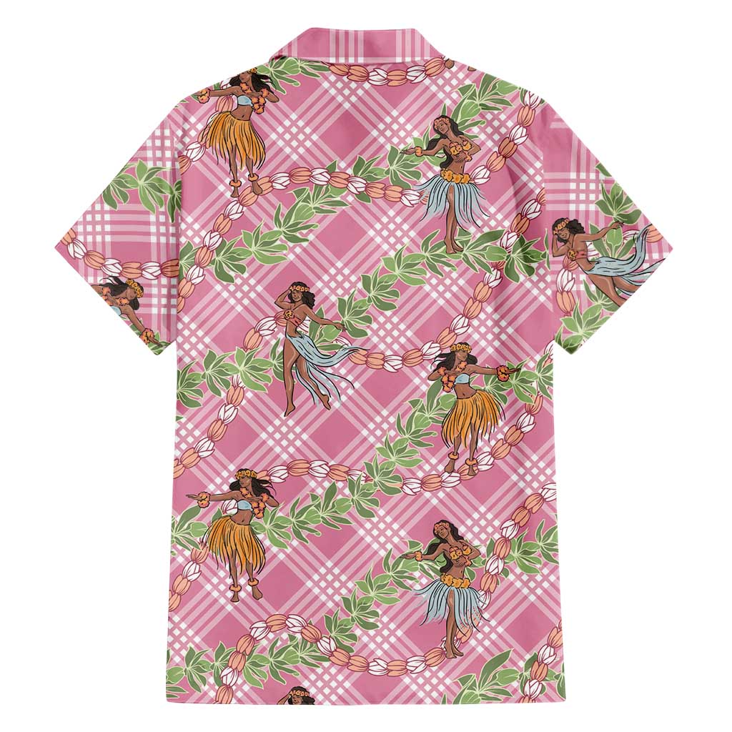 Lokelani Pink Palaka Hula Girls Seamless Hawaii Aloha Family Matching Off Shoulder Maxi Dress and Hawaiian Shirt LT7 - Polynesian Pride