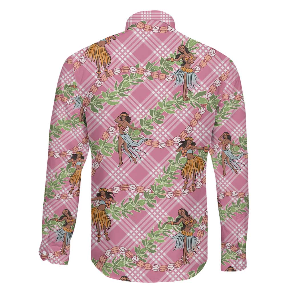 Lokelani Pink Palaka Hula Girls Seamless Hawaii Aloha Family Matching Off Shoulder Maxi Dress and Hawaiian Shirt LT7 - Polynesian Pride