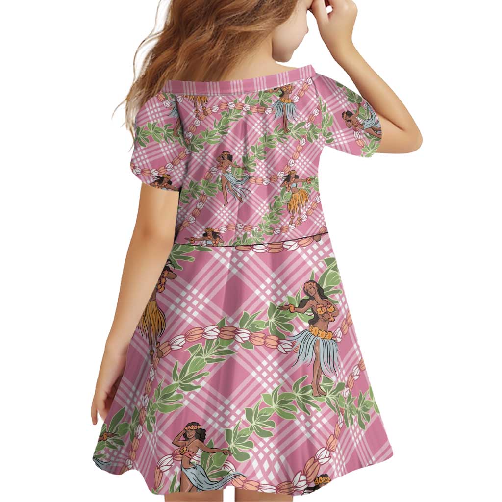 Lokelani Pink Palaka Hula Girls Seamless Hawaii Aloha Family Matching Tank Maxi Dress and Hawaiian Shirt LT7 - Polynesian Pride