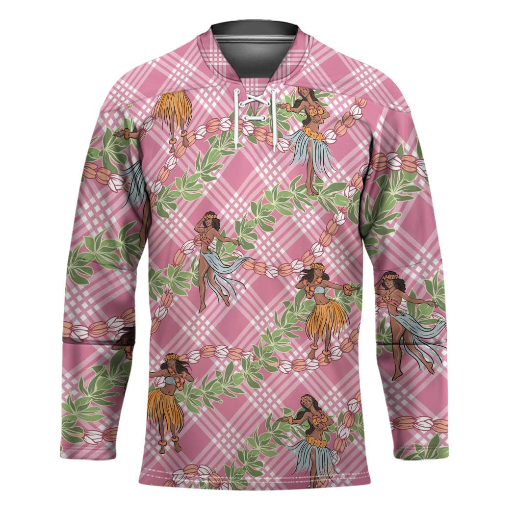 Lokelani Pink Palaka Hula Girls Seamless Hawaii Aloha Hockey Jersey - Polynesian Pride