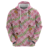 Lokelani Pink Palaka Hula Girls Seamless Hawaii Aloha Hoodie - Polynesian Pride