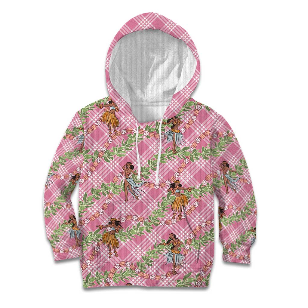 Lokelani Pink Palaka Hula Girls Seamless Hawaii Aloha Kid Hoodie - Polynesian Pride