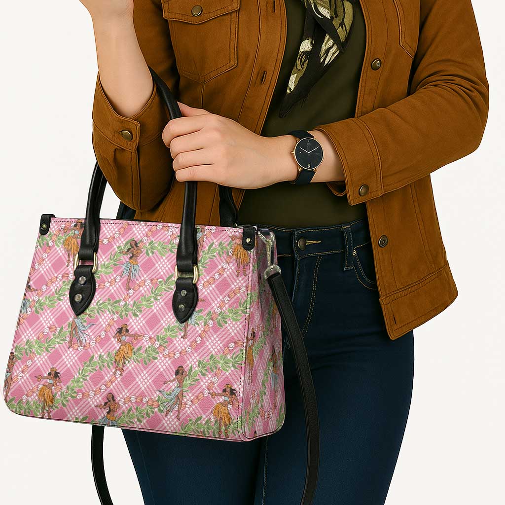 Lokelani Pink Palaka Hula Girls Seamless Hawaii Aloha Leather Bag - Polynesian Pride